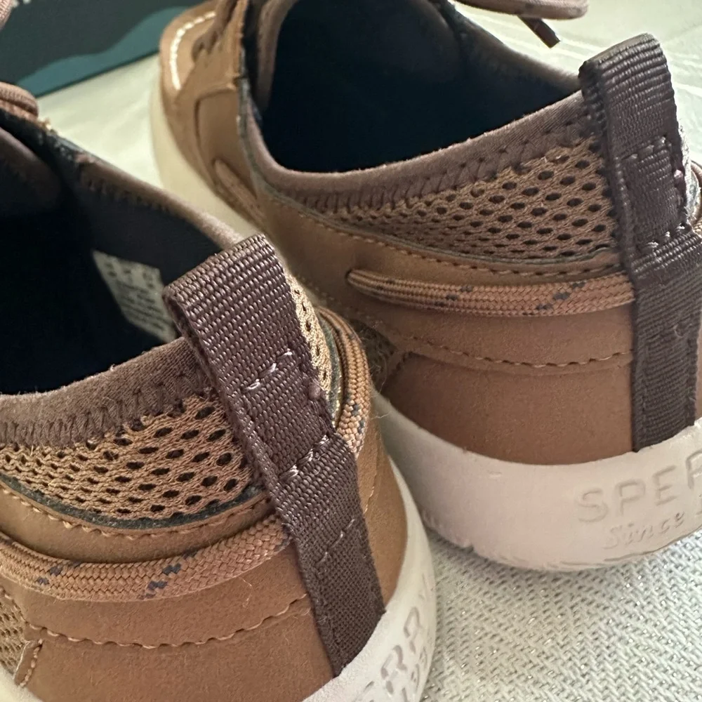 Sperry Brown Boat Shoes with White Sole